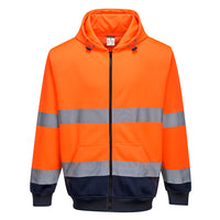 B317 - Felpa Bicolore con cappuccio e zip intera Hi-Vis
