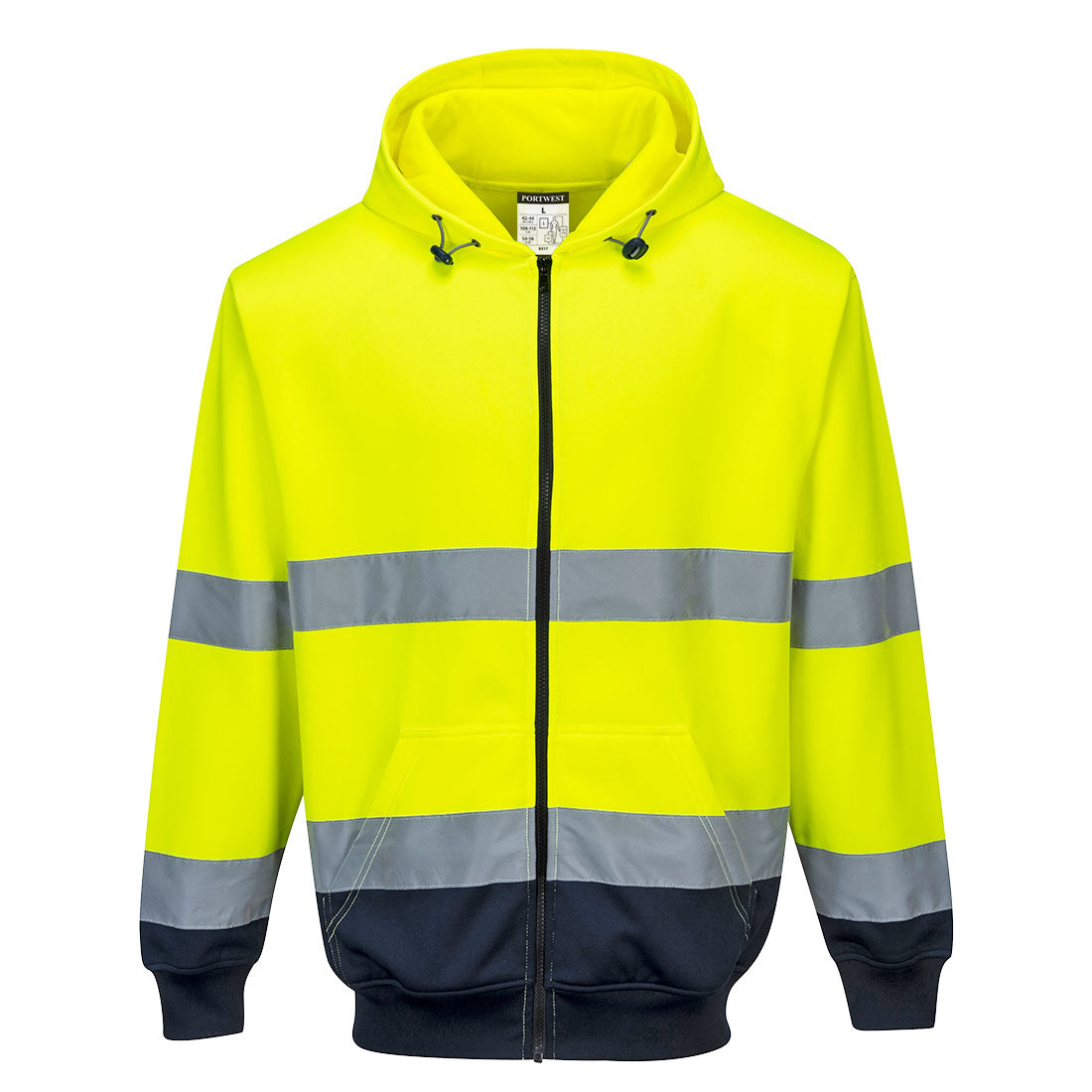 B317 - Felpa Bicolore con cappuccio e zip intera Hi-Vis