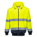 B317 - Felpa Bicolore con cappuccio e zip intera Hi-Vis