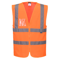 C371 - Gilet i-Vis bande orizzontali e verticali con zip