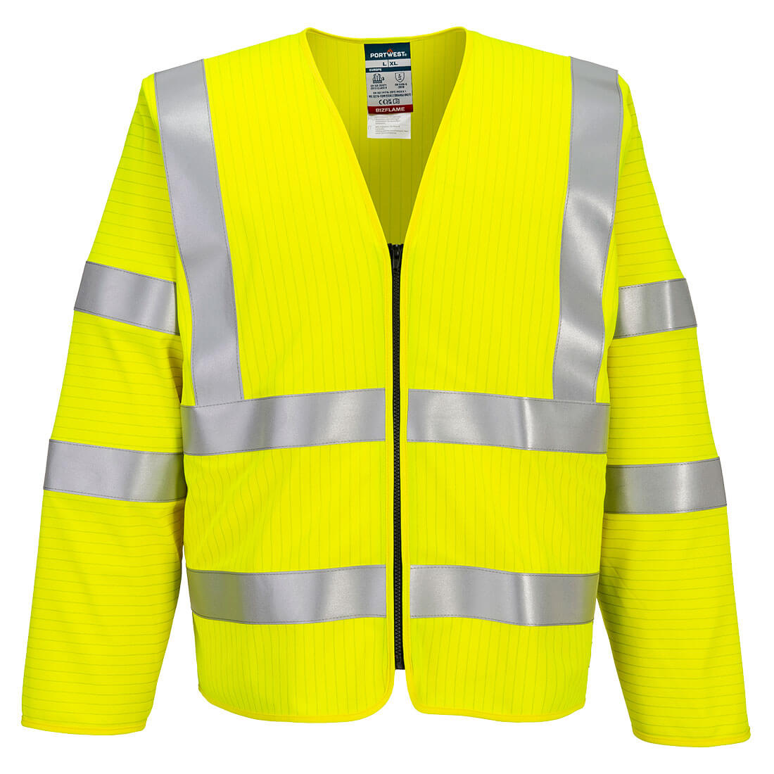 FR616 - Gilet con zip a maniche lunghe Bizflame Hi-Vis FR