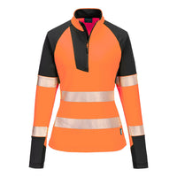 T173 - Felpa da donna con zip 1/4 PW3 Hi-Vis